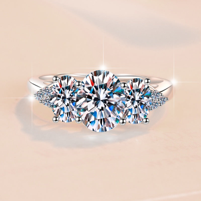 Damen Ring mit funkelndem Dreisteine-Design Shop Nory