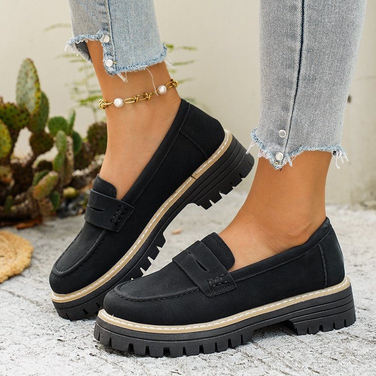 Damen Klassische Loafer mit robuster Profilsohle und gepolstertem Komfortfußbett Shop Nory