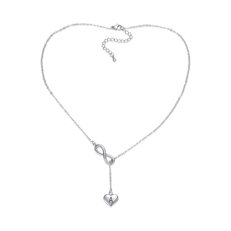 Damen Halskette mit unendlichem Symbol und personalisiertem Herzanhänger Shop Nory