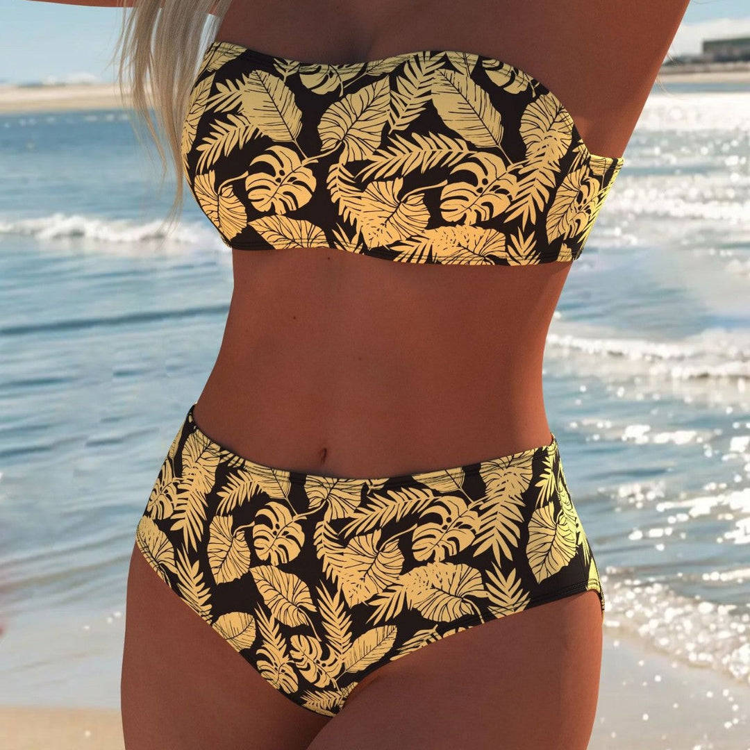 Damen Bikini-Set mit modischem Wellenmuster und verstellbaren Trägern Shopnory