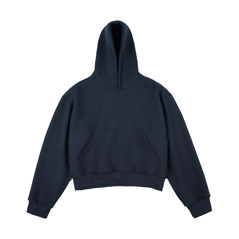 Unisex Kastiger gekürzter Kapuzenpullover mit Kängurutasche und geripptem Saum Shop Nory