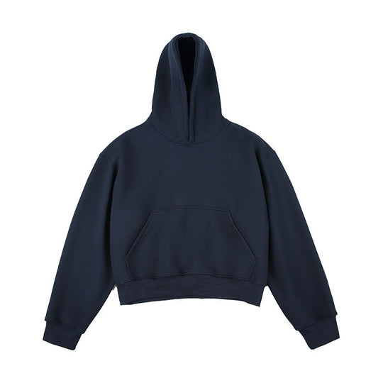 Unisex Kastiger gekürzter Kapuzenpullover mit Kängurutasche und geripptem Saum Shop Nory
