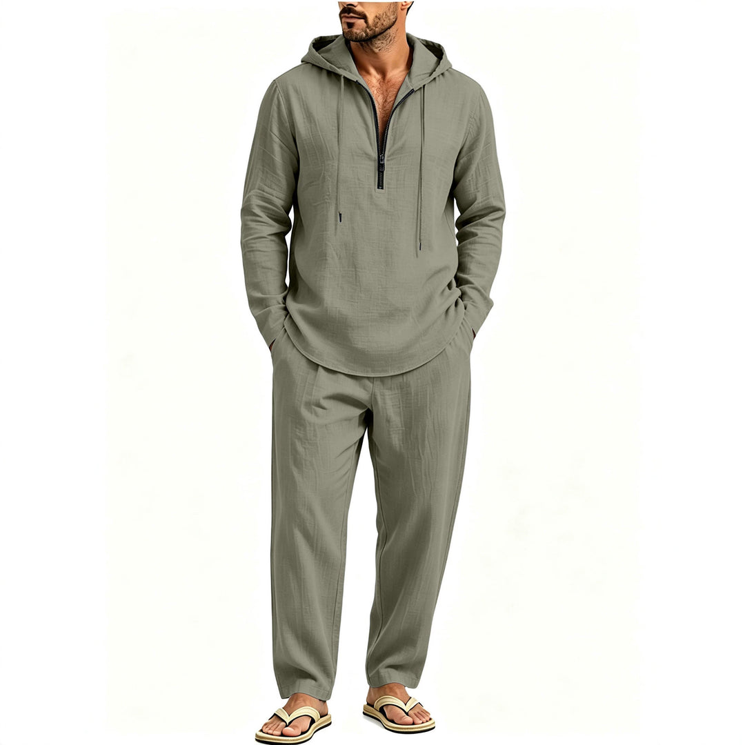 Herren Lässiges Lounge-Set mit Halbzip-Kapuzenpullover und locker sitzender Freizeit-Hose Shop Nory