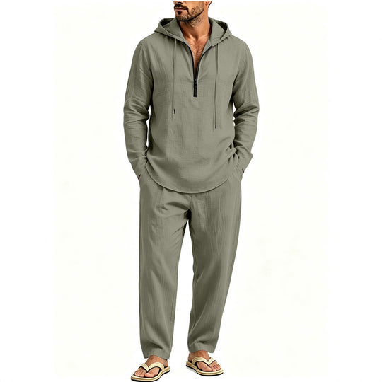 Herren Lässiges Lounge-Set mit Halbzip-Kapuzenpullover und locker sitzender Freizeit-Hose Shop Nory