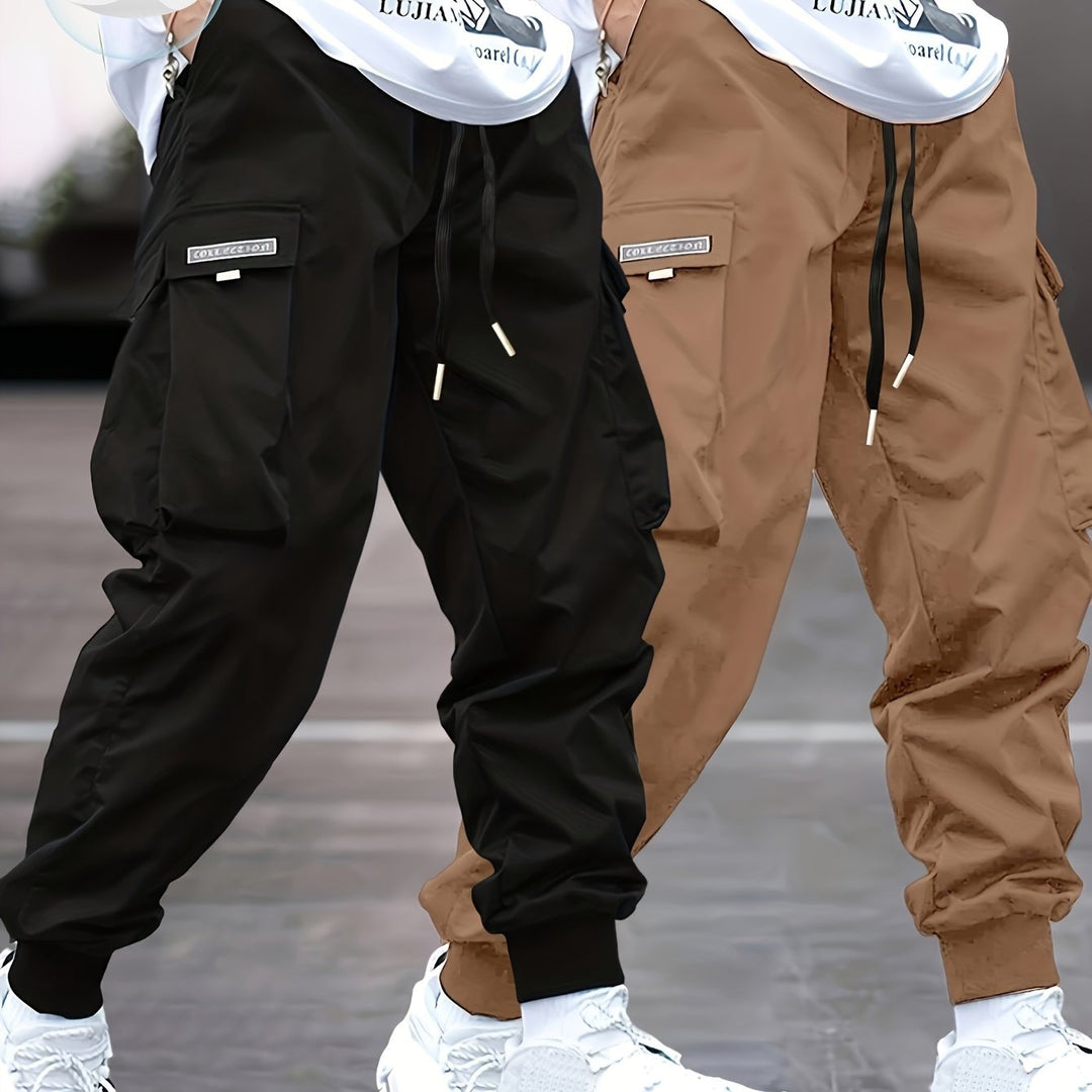 Herren Tapered Cargo-Joggerhose mit elastischem Tunnelzug, verstärkten Klappentaschen & gerippten Knöchelbündchen Shop Nory