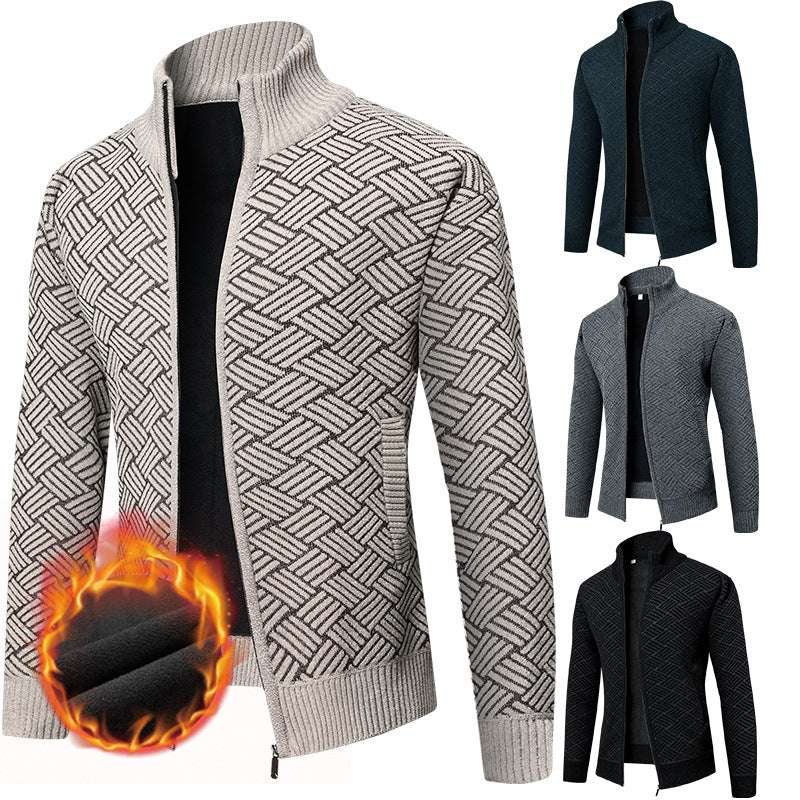 Herren Thermo-Strickzipjacke mit Jacquardmuster und Fleece-Innenfutter Shop Nory