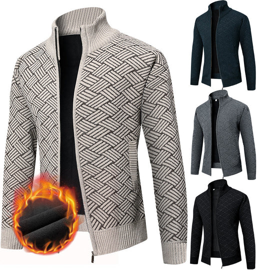 Herren Thermo-Strickzipjacke mit Jacquardmuster und Fleece-Innenfutter Shop Nory