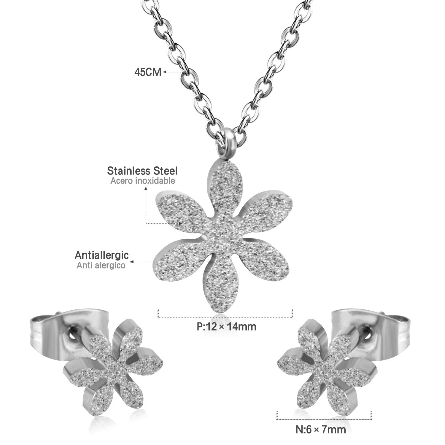Damen Schmuckset mit elegantem Blumenanhänger und passenden Ohrsteckern Shop Nory