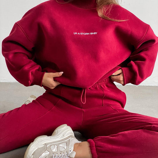 Damen Oversize-Lounge-Set mit Stehkragen und elastischer High-Waist-Jogginghose Shop Nory