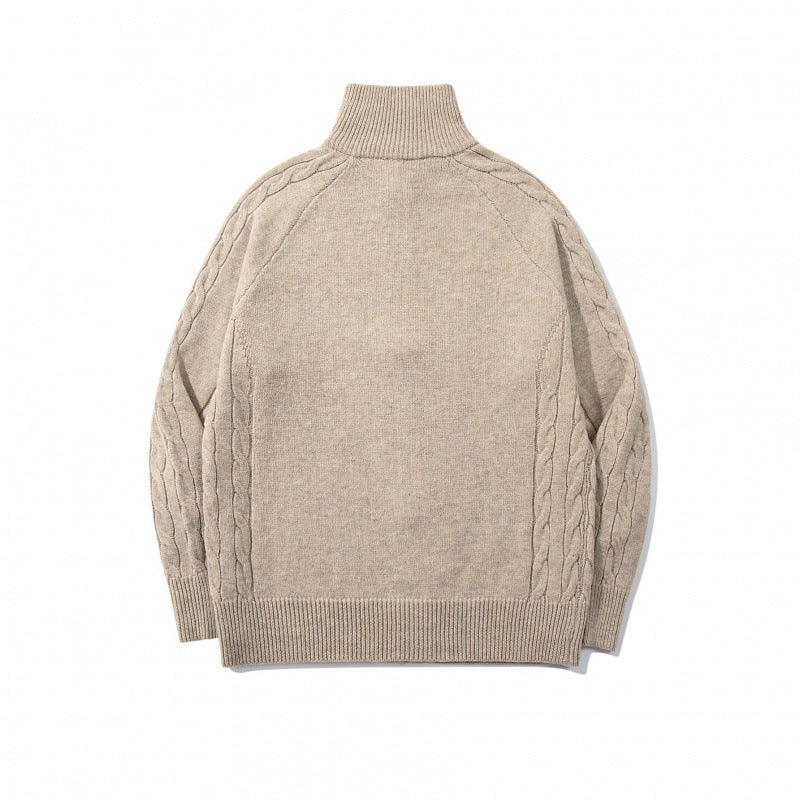 Unisex Boxy-Zip-Strickjacke mit Stehkragen, Zopfmusterärmeln und gerippten Abschlüssen Shop Nory