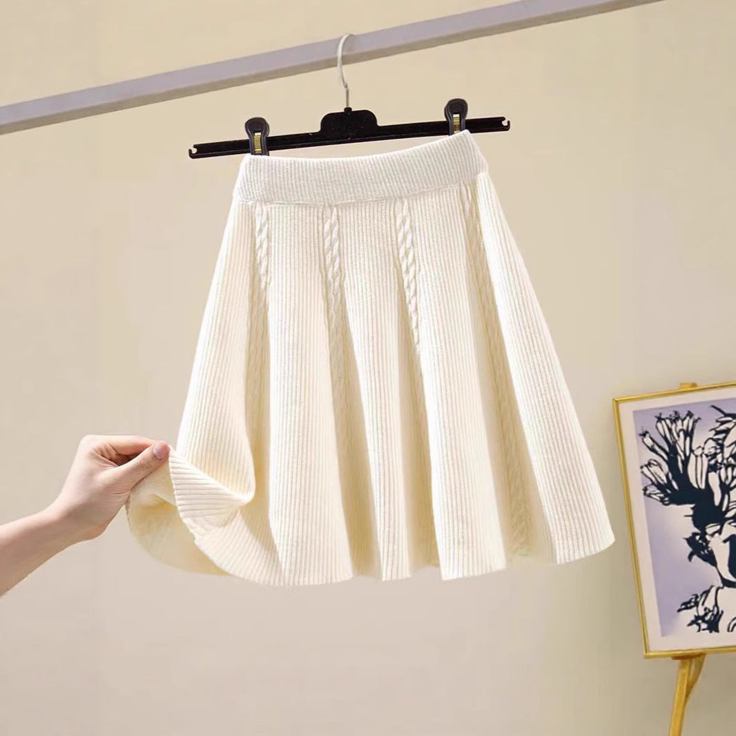 Damen Wadenlanger Strickrock mit Zopfmuster Shop Nory