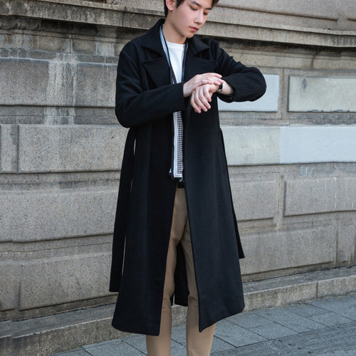 Herren Maxilanger Wollmix-Übermantel mit minimalistischer Silhouette und verdeckter Knopfleiste Shop Nory