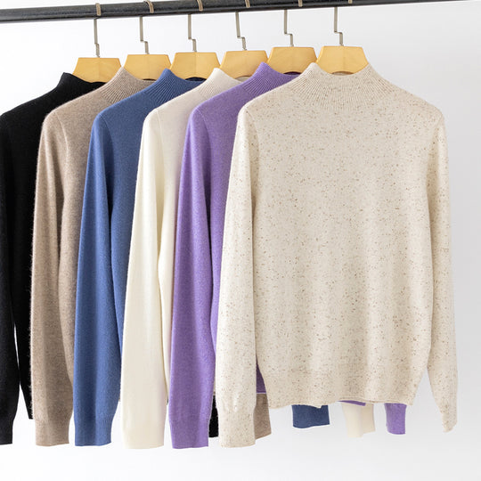 Damen Feiner Stehkragen-Pullover aus Kaschmir-Mix mit gerippten Abschlüssen Shop Nory
