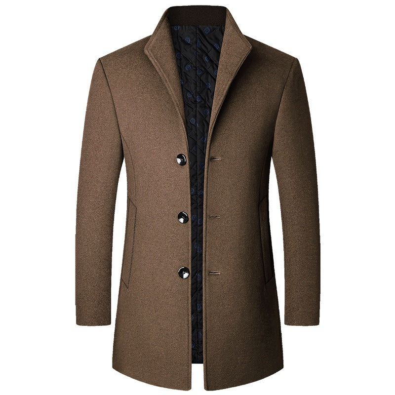 Herren Eleganter Kurzmantel aus Wollmischung mit gesteppter Innenlage und schlankem Stehkragen Shop Nory