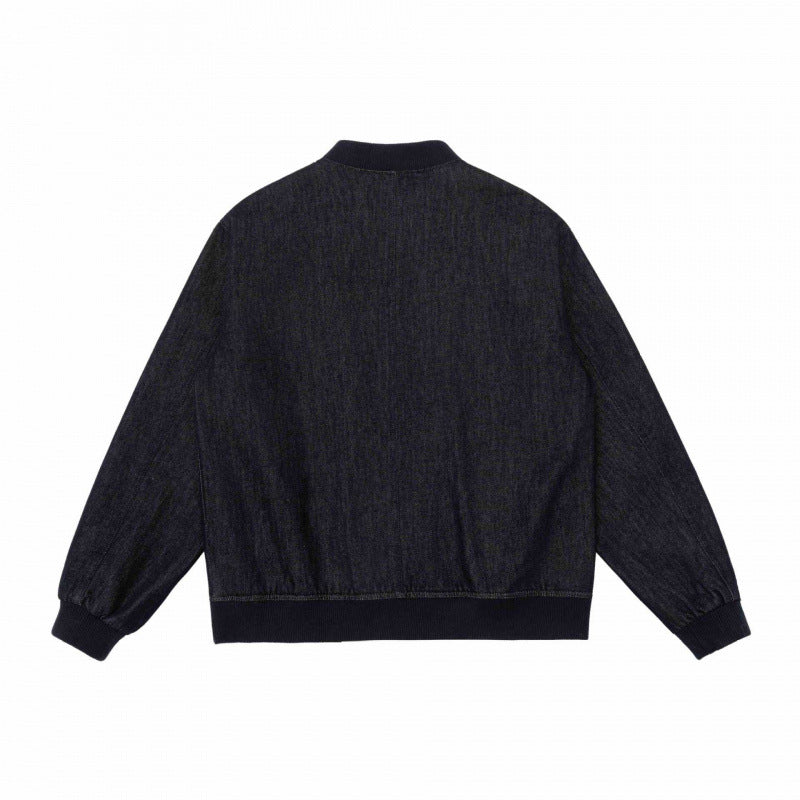 Unisex Oversize-Denim-Bomberjacke mit Rippbündchen und Druckknopfleiste Shop Nory