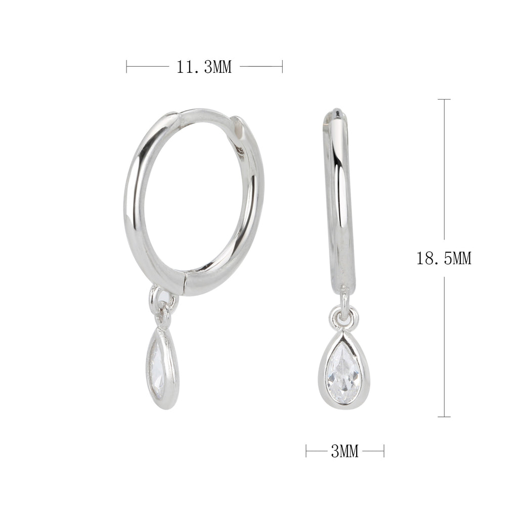 Damen Creolen mit tropfenförmigem Zirkonanhänger Shop Nory