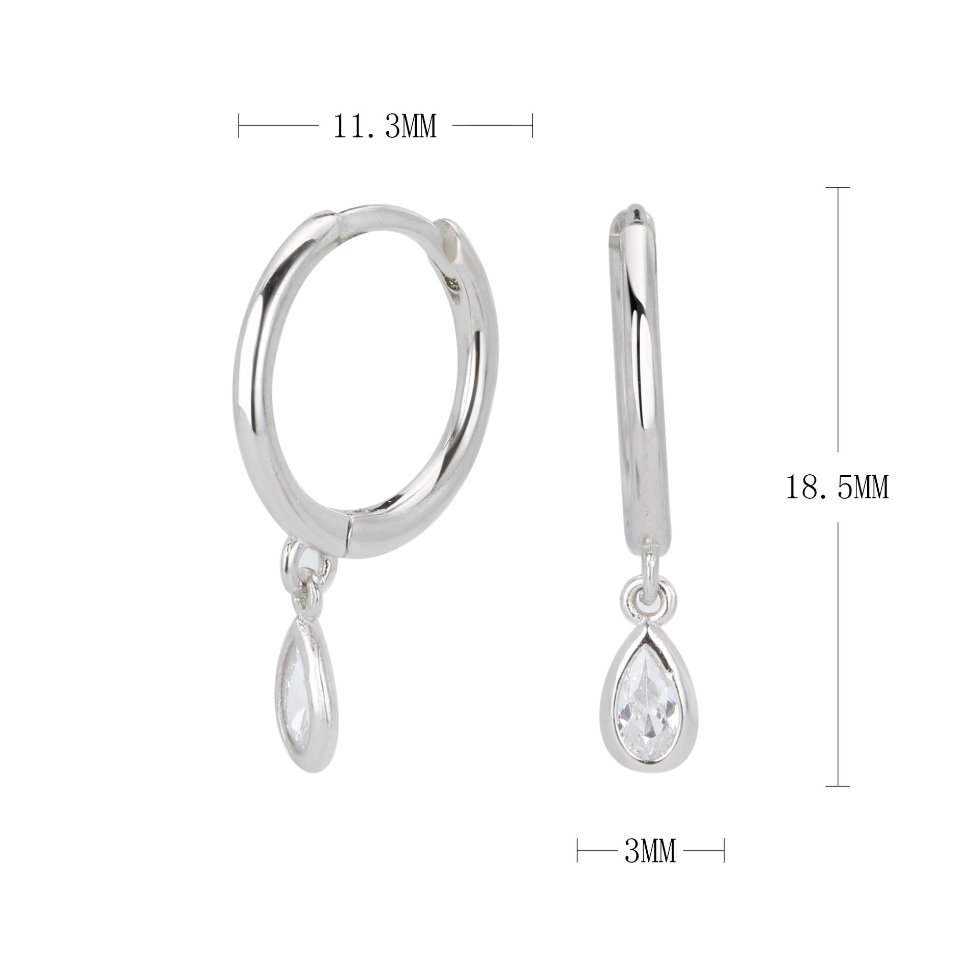 Damen Creolen mit tropfenförmigem Zirkonanhänger Shop Nory