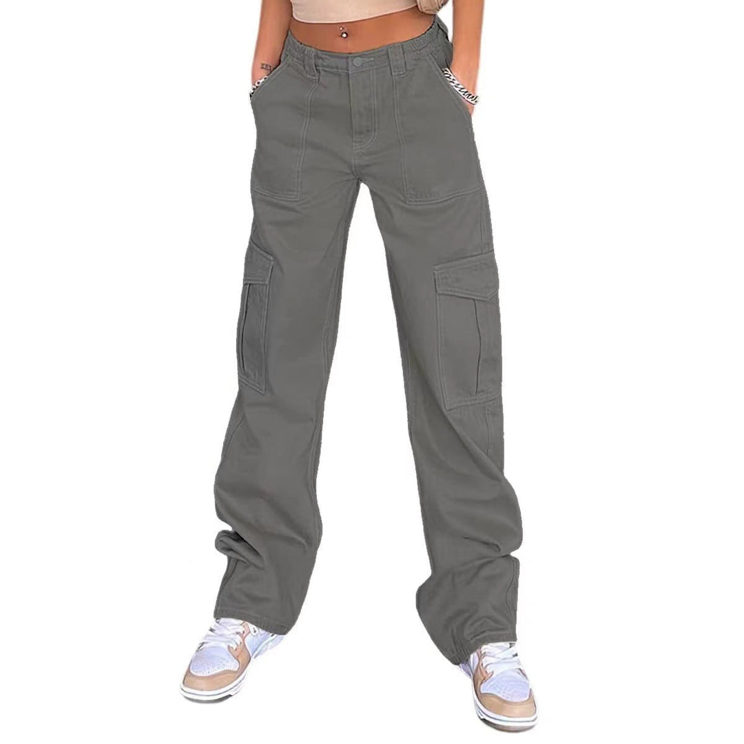 Damen Cargo-Hose mit praktischen Seitentaschen und weitem Schnitt