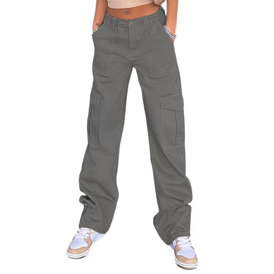 Damen Cargo-Hose mit praktischen Seitentaschen und weitem Schnitt