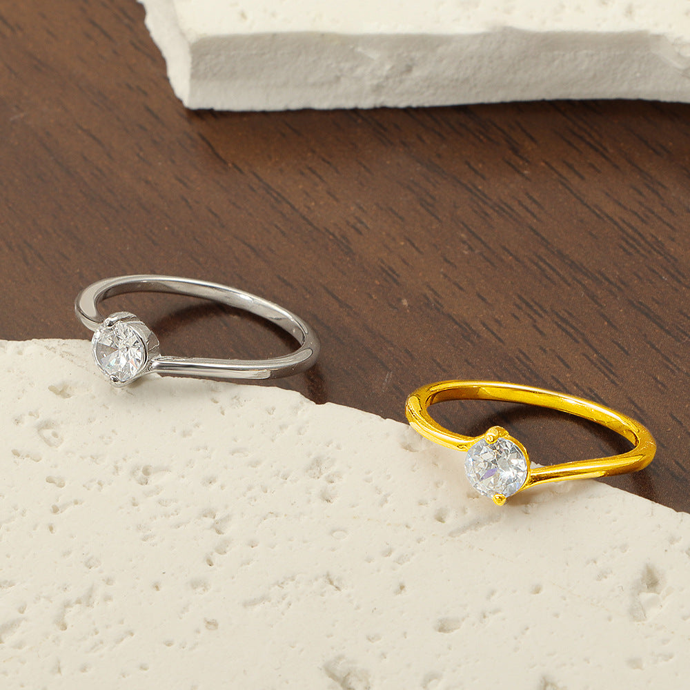 Damen Zarter Ring mit funkelndem Herzdesign Shop Nory
