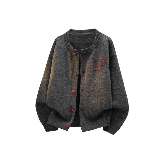 Damen Kuscheliger Grobstrick Cardigan mit Herz-Knöpfen Shop Nory