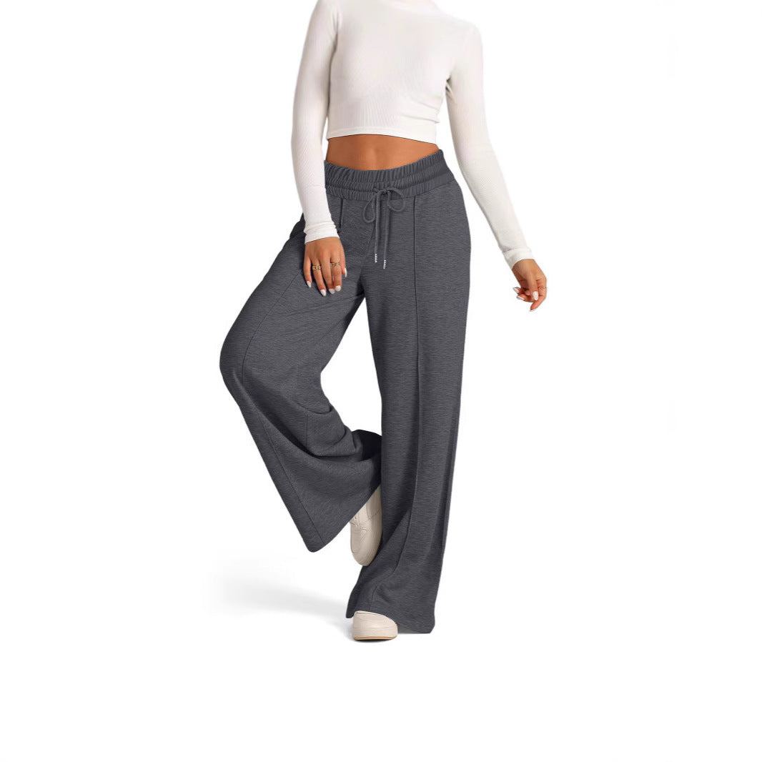 Damen nan weite High‑Waist Palazzo-Loungehose mit elastischem Komfortbund und Kordelzug Shop Nory