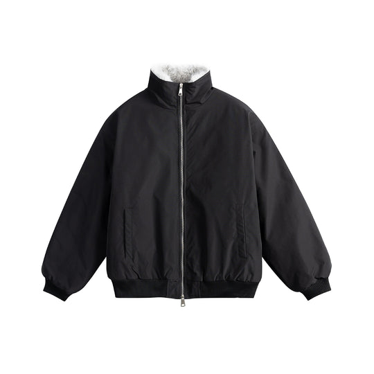 Unisex Boxy-wattierter Blouson mit hohem Stehkragen und Teddyfutter Shop Nory