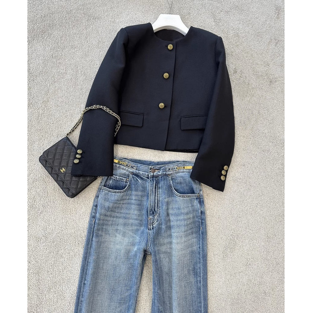 Damen Elegante Blazerjacke mit hohem Kragen Shop Nory