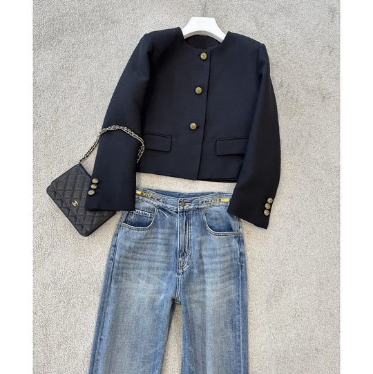 Damen Elegante Blazerjacke mit hohem Kragen Shop Nory