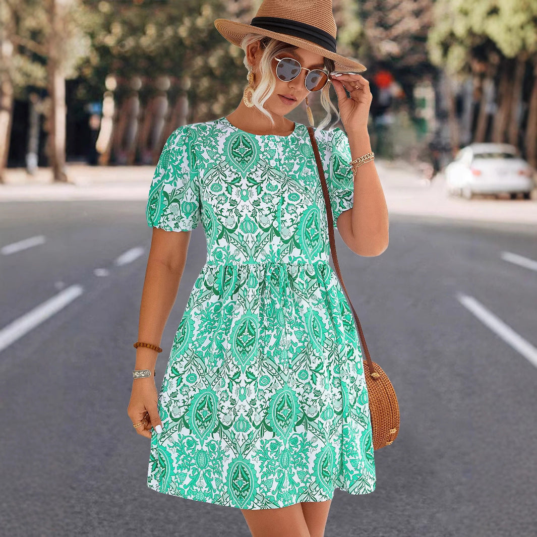Damen A-Linien Kleid mit floralem Muster und lässigem Schnitt