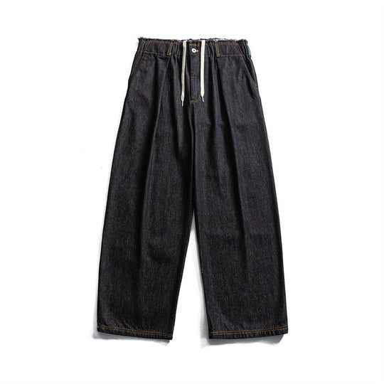 Herren Weite Denim-Hose mit elastischem Tunnelzugbund und Bundfalten Shop Nory