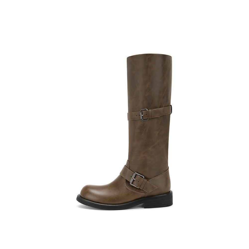 Damen Overknee-Stiefel mit glamourösem Schnallenverschluss