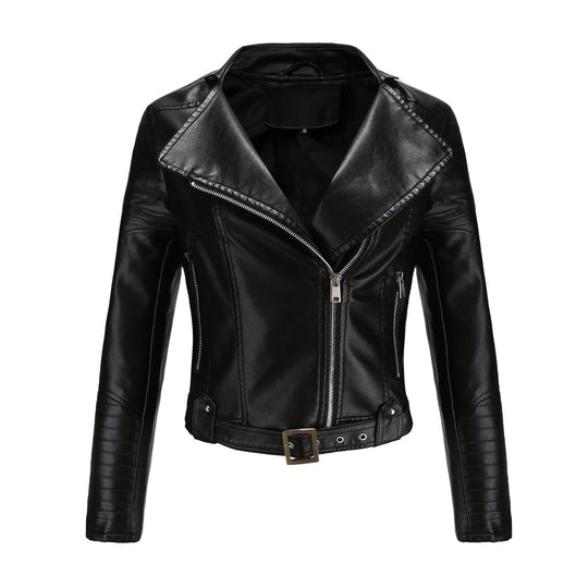 Übergangsjacke Damen schwarz im Biker-Design tailliert
