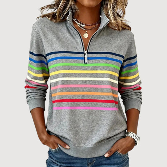 Damen Sportlicher Stepppullover mit halbem Reißverschluss
