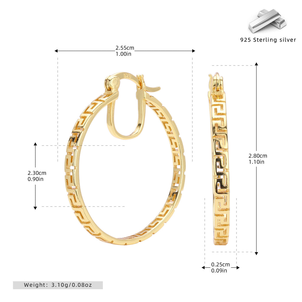 Damen Creolen mit geometrischem Muster aus 925 Sterling Silber Shop Nory