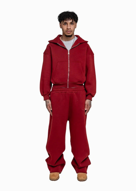 Herren nan lässiges Reißverschluss-Hoodie- und Palazzohose-Set mit dropped-shoulder Silhouette Shop Nory