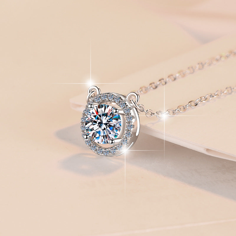 Damen Halskette mit funkelndem Kristall und luxuriösem Zirkonia-Rahmen Shop Nory