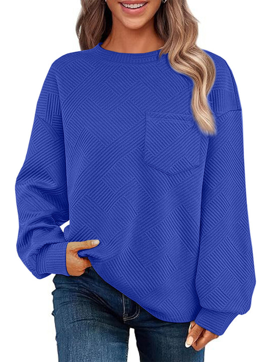 Damen Oversize Strukturstrick-Pullover mit Brusttasche Shop Nory