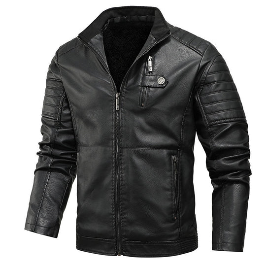 Herren schlanker Kunstleder‑Fieldblouson mit Stehkragen, Brustpattentaschen und Reißverschluss Shop Nory