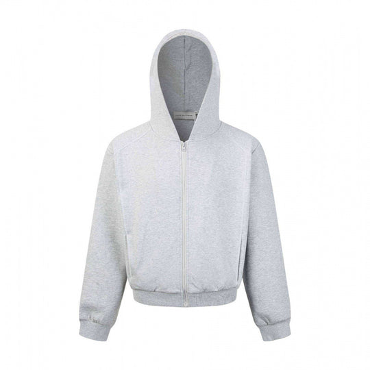 Unisex Kurz geschnittene Kapuzen-Zipjacke aus schwerem French-Terry mit elastischem Saum und Raglanärmeln Shop Nory