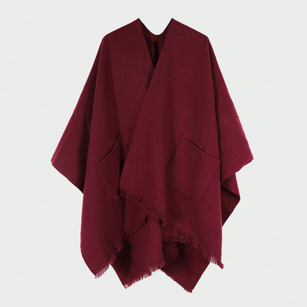 Damen Oversize-Capeponcho aus Wollmix mit Kapuze und Eingrifftaschen Shop Nory