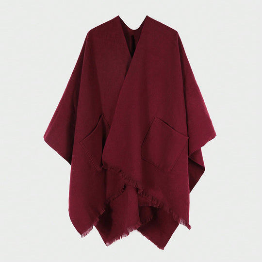 Damen Oversize-Capeponcho aus Wollmix mit Kapuze und Eingrifftaschen Shop Nory