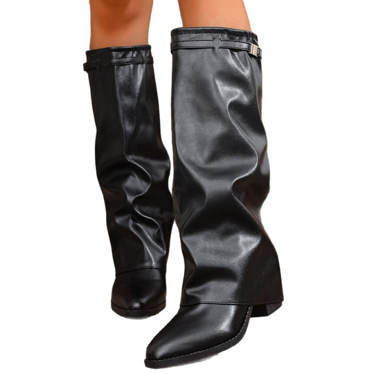Damen Slouch‑Stiefel mit spitzer Zehenpartie und niedrigem Blockabsatz Shop Nory