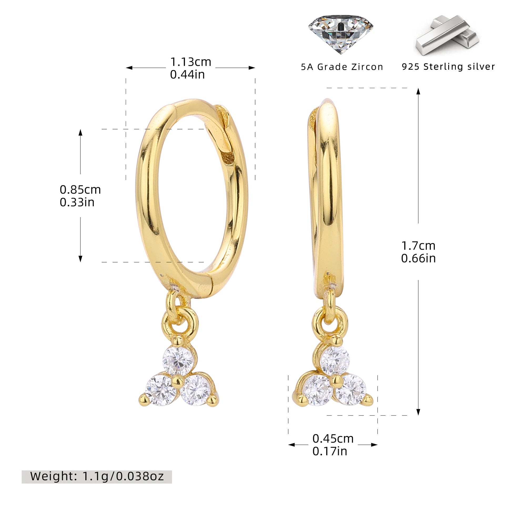 Damen Ohrhänger mit zarten Zirkonia Akzenten Shop Nory