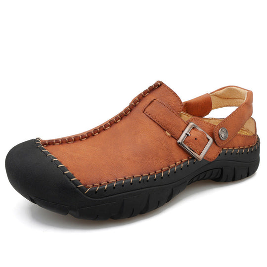 Herren Clogs aus hochwertigem Leder mit komfortablem Riemen und rutschfester Sohle