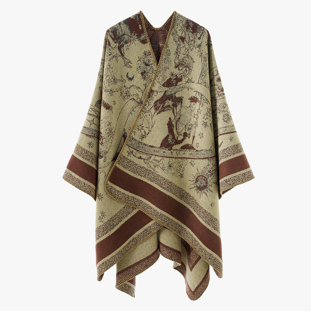 Damen Jacquard-Capeponcho mit doppelseitiger Webstruktur und V‑Ausschnitt Shop Nory