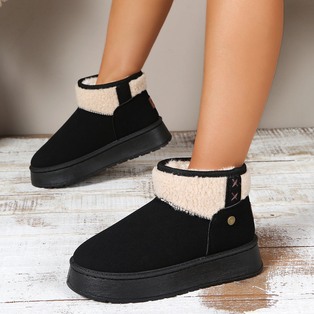 Damen Gefütterte Plateau-Stiefelette mit Teddykragen und Slip-On-Schaft Shop Nory