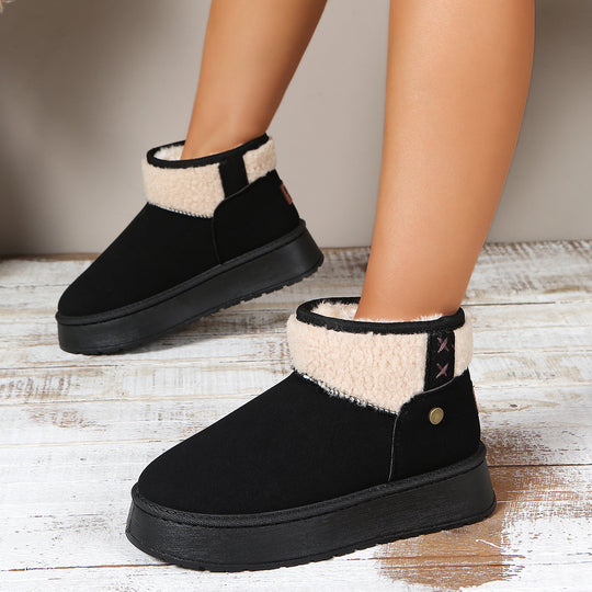 Damen Gefütterte Plateau-Stiefelette mit Teddykragen und Slip-On-Schaft Shop Nory