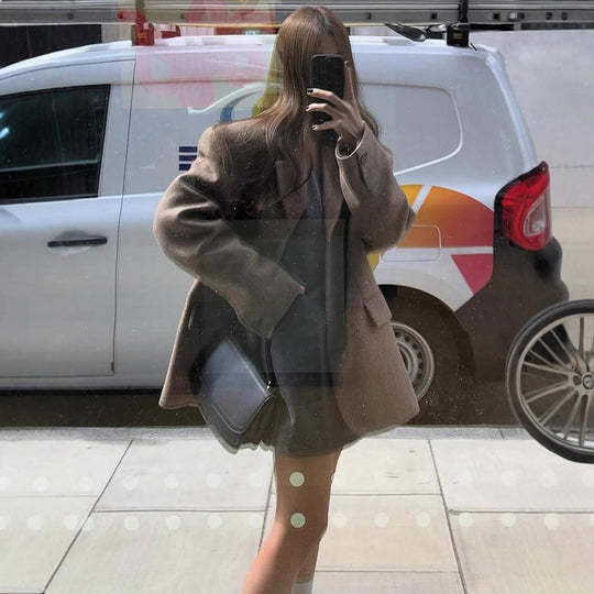 Damen Oversize Wollmix-Mantelblazer mit kastiger Silhouette und Pattentaschen Shop Nory