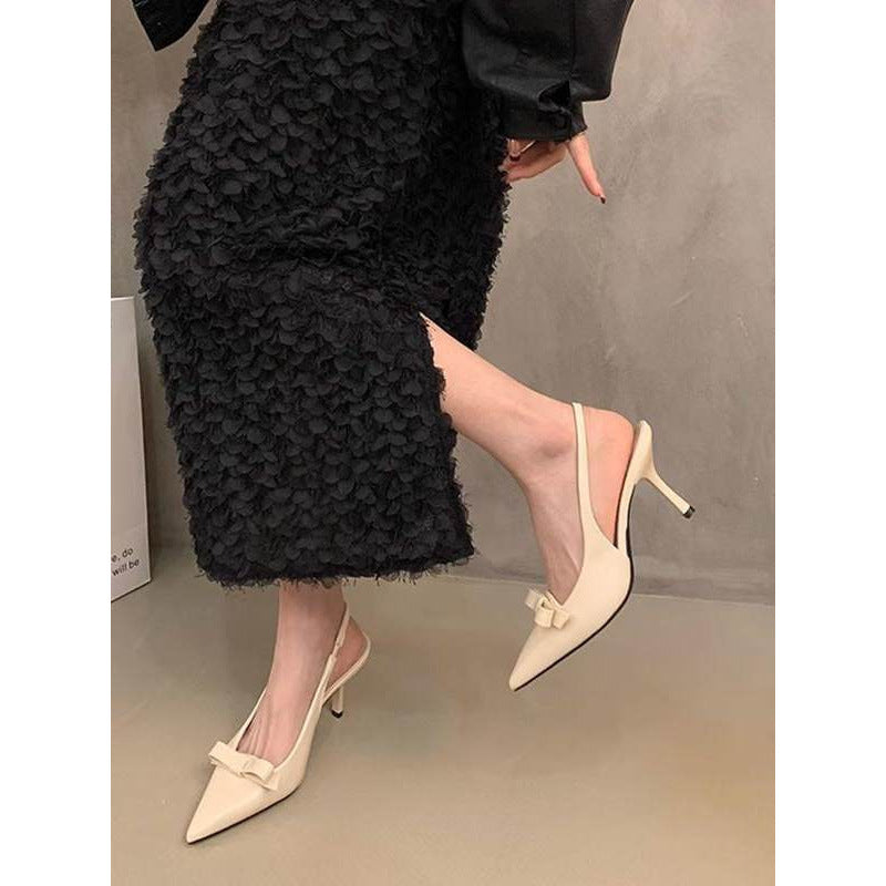 Damen elegante Slingback-Pumps mit zarter Schleifenverzierung